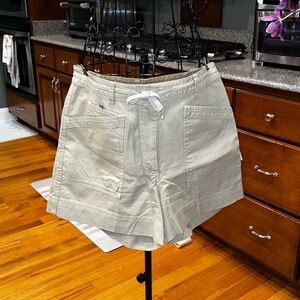 Tan Cargo Shorts with Relaxed Fit and Drawstring Waist